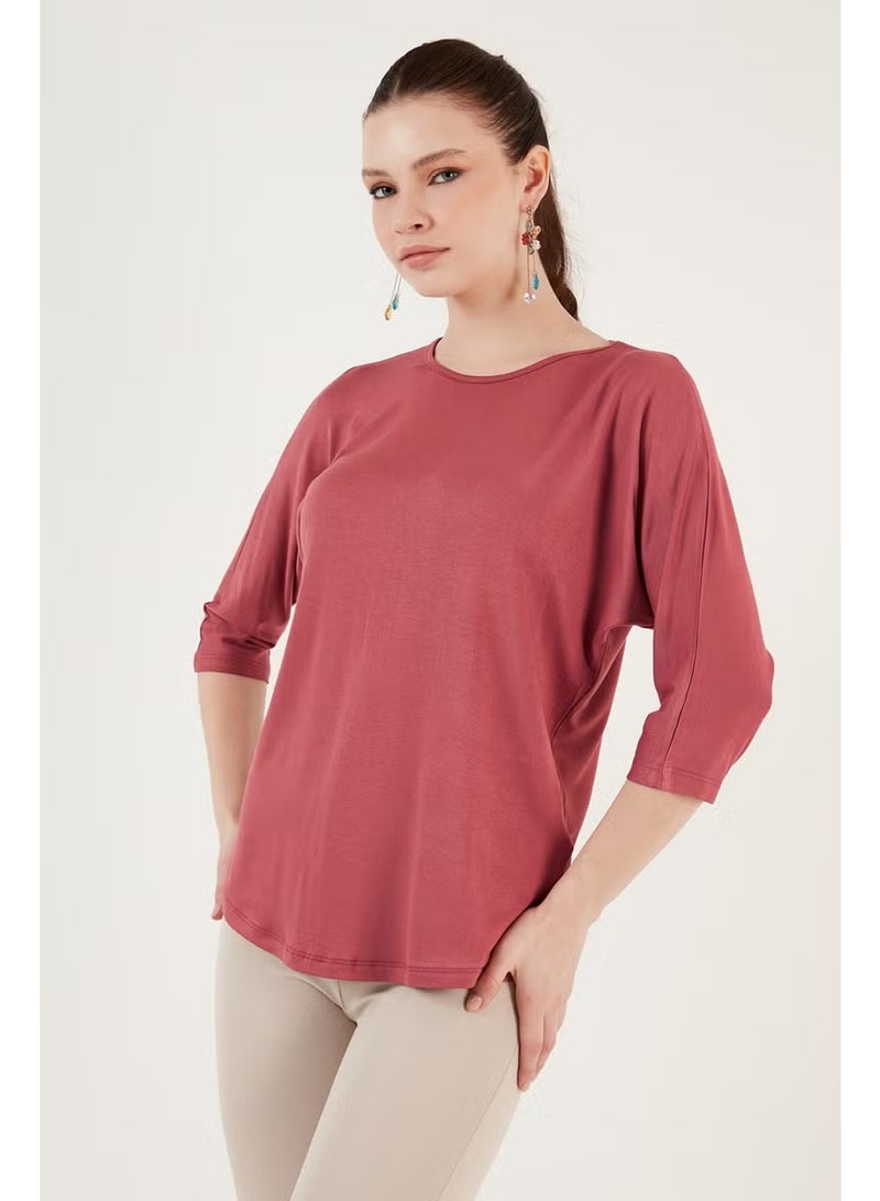 Lela Crew Neck Three Quarter Sleeve Blouse Women's Blouse 5861416Y - Image 3